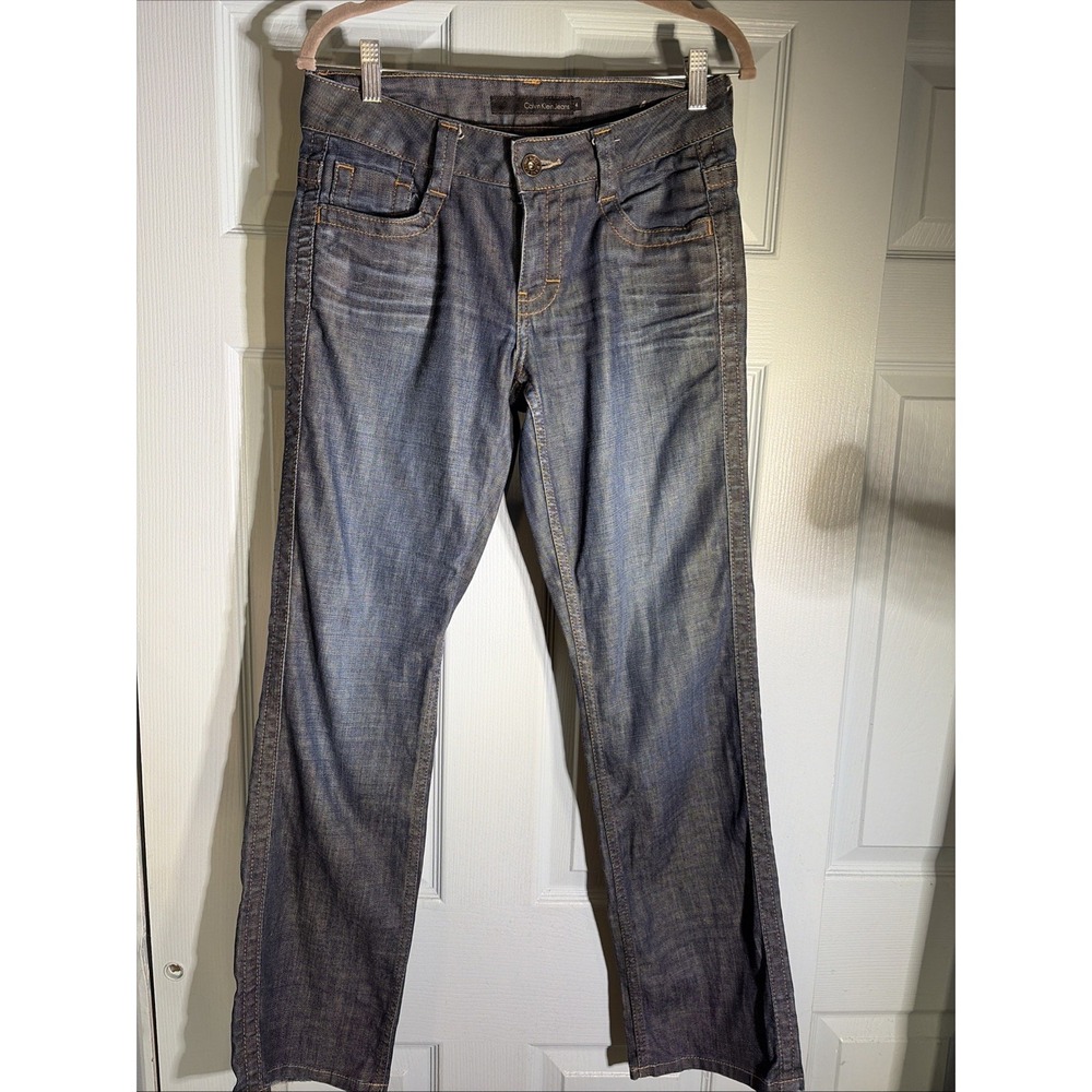 Calvin Klein Lean Bootcut Jeans Size 4. Dark Wash.